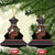 East Timor Christmas Ceramic Ornament with Santa in Traditional Robe Gift Basket Ho Ho Ho Text and Black Festive - Wonder Print Shop