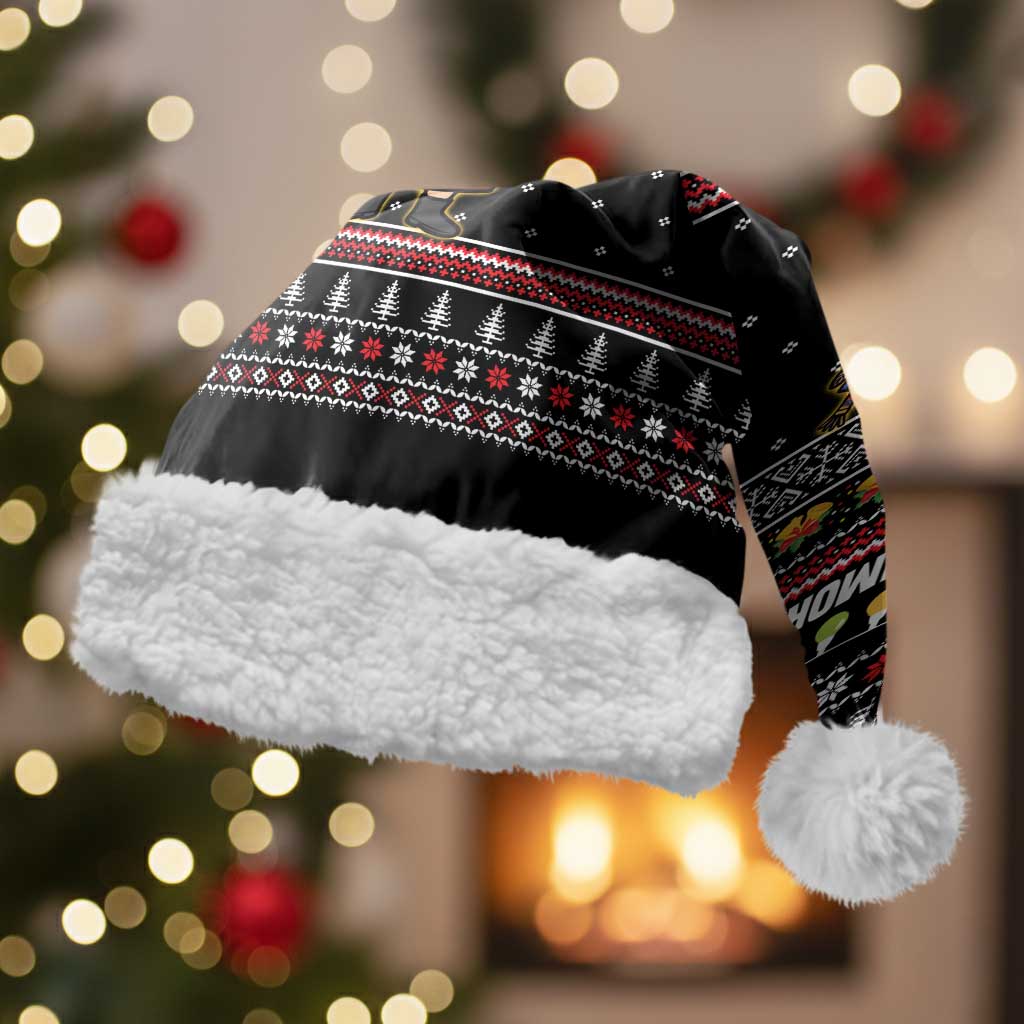 East Timor Christmas Santa Hat with Santa in Traditional Robe Gift Basket Ho Ho Ho Text and Black Festive - Wonder Print Shop
