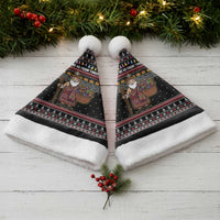 East Timor Christmas Santa Hat with Santa in Traditional Robe Gift Basket Ho Ho Ho Text and Black Festive - Wonder Print Shop