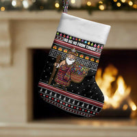 East Timor Christmas Stocking with Santa in Traditional Robe Gift Basket Ho Ho Ho Text and Black Festive - Wonder Print Shop