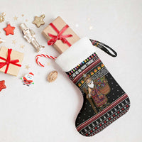 East Timor Christmas Stocking with Santa in Traditional Robe Gift Basket Ho Ho Ho Text and Black Festive - Wonder Print Shop