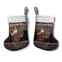 East Timor Christmas Stocking with Santa in Traditional Robe Gift Basket Ho Ho Ho Text and Black Festive - Wonder Print Shop