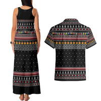 East Timor Christmas Couples Matching Tank Maxi Dress and Hawaiian Shirt with Santa in Traditional Robe Gift Basket Ho Ho Ho Text and Black Festive - Wonder Print Shop