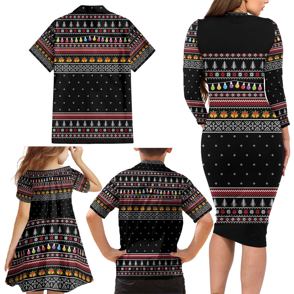 East Timor Christmas Family Matching Long Sleeve Bodycon Dress and Hawaiian Shirt with Santa in Traditional Robe Gift Basket Ho Ho Ho Text and Black Festive - Wonder Print Shop