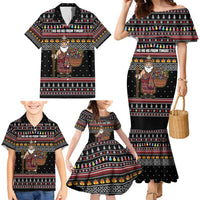 East Timor Christmas Family Matching Mermaid Dress and Hawaiian Shirt with Santa in Traditional Robe Gift Basket Ho Ho Ho Text and Black Festive - Wonder Print Shop
