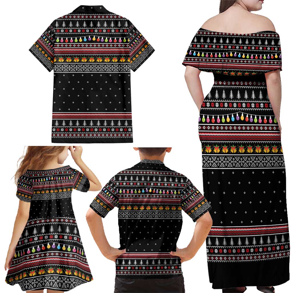 East Timor Christmas Family Matching Off Shoulder Maxi Dress and Hawaiian Shirt with Santa in Traditional Robe Gift Basket Ho Ho Ho Text and Black Festive - Wonder Print Shop