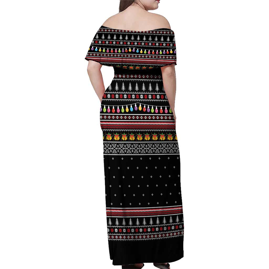 East Timor Christmas Family Matching Off Shoulder Maxi Dress and Hawaiian Shirt with Santa in Traditional Robe Gift Basket Ho Ho Ho Text and Black Festive - Wonder Print Shop