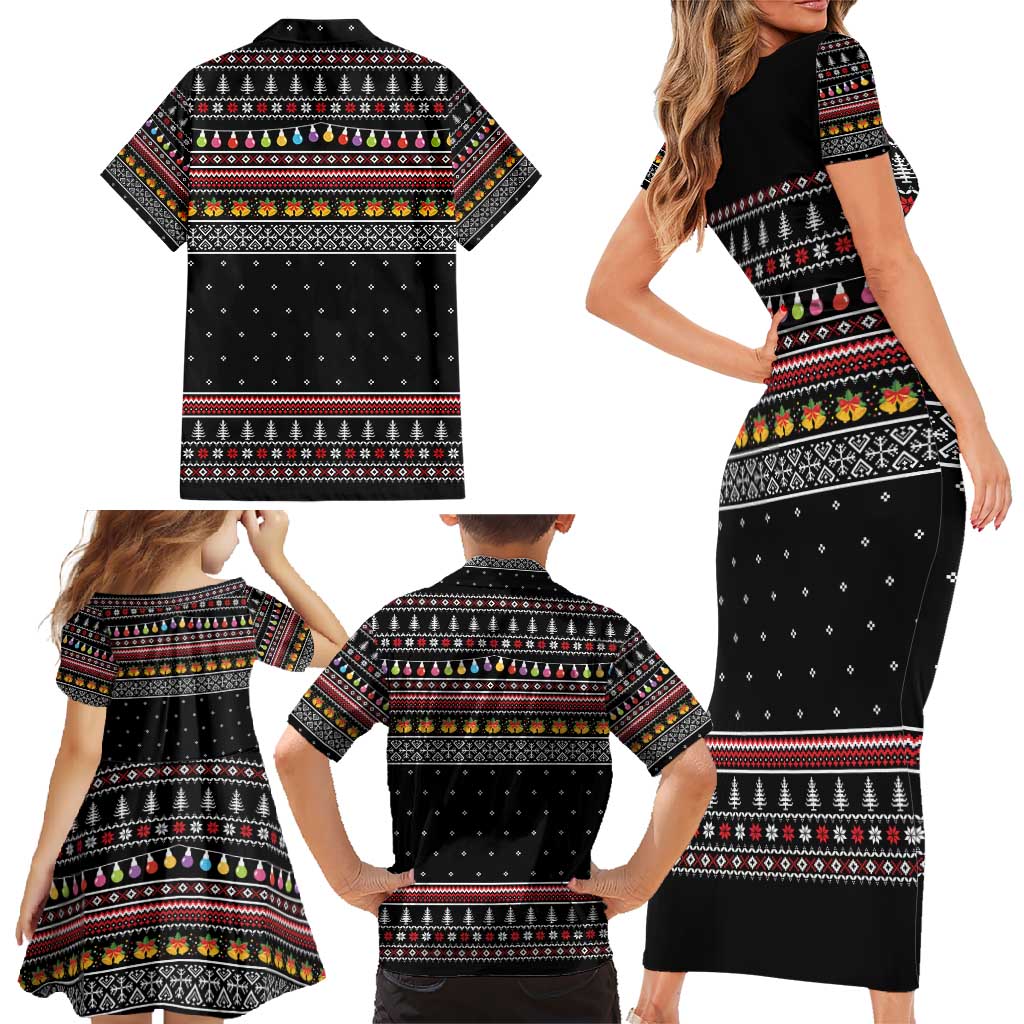 East Timor Christmas Family Matching Short Sleeve Bodycon Dress and Hawaiian Shirt with Santa in Traditional Robe Gift Basket Ho Ho Ho Text and Black Festive - Wonder Print Shop