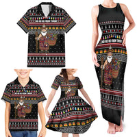 East Timor Christmas Family Matching Tank Maxi Dress and Hawaiian Shirt with Santa in Traditional Robe Gift Basket Ho Ho Ho Text and Black Festive - Wonder Print Shop