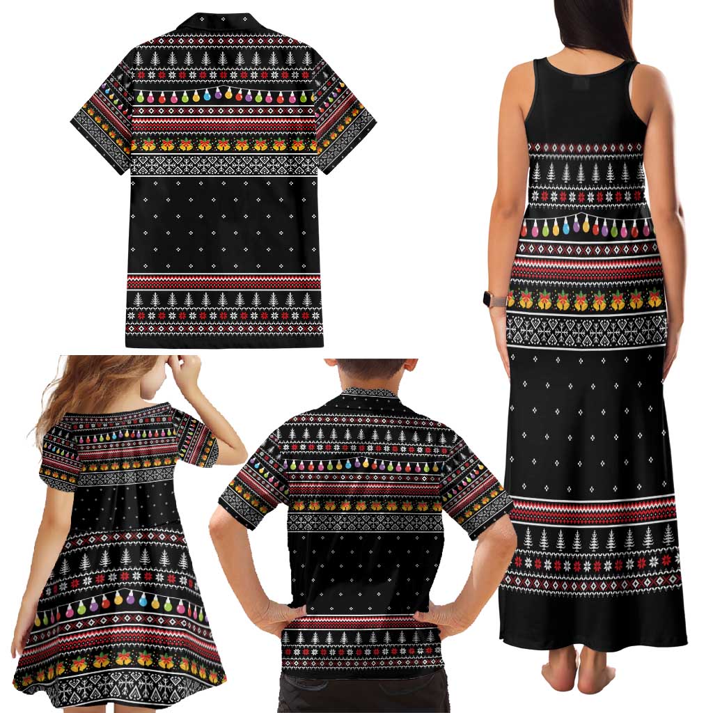 East Timor Christmas Family Matching Tank Maxi Dress and Hawaiian Shirt with Santa in Traditional Robe Gift Basket Ho Ho Ho Text and Black Festive - Wonder Print Shop