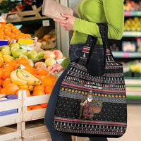 East Timor Christmas Grocery Bag with Santa in Traditional Robe Gift Basket Ho Ho Ho Text and Black Festive - Wonder Print Shop