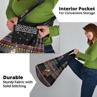 East Timor Christmas Grocery Bag with Santa in Traditional Robe Gift Basket Ho Ho Ho Text and Black Festive - Wonder Print Shop