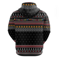 East Timor Christmas Hoodie with Santa in Traditional Robe Gift Basket Ho Ho Ho Text and Black Festive - Wonder Print Shop