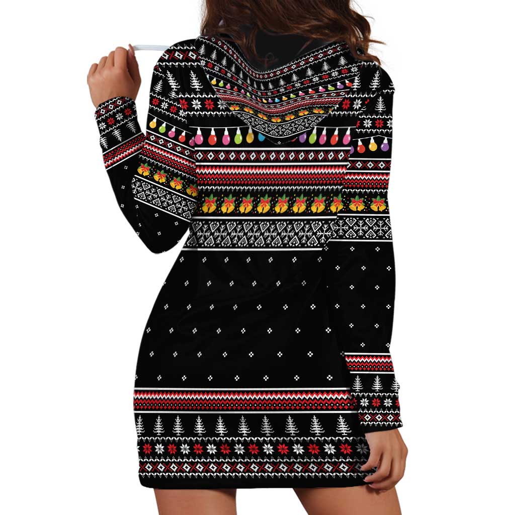 East Timor Christmas Hoodie Dress with Santa in Traditional Robe Gift Basket Ho Ho Ho Text and Black Festive - Wonder Print Shop