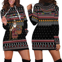 East Timor Christmas Hoodie Dress with Santa in Traditional Robe Gift Basket Ho Ho Ho Text and Black Festive - Wonder Print Shop