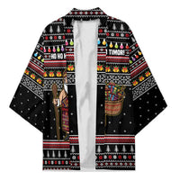 East Timor Christmas Kimono with Santa in Traditional Robe Gift Basket Ho Ho Ho Text and Black Festive - Wonder Print Shop