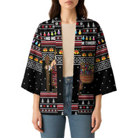 East Timor Christmas Kimono with Santa in Traditional Robe Gift Basket Ho Ho Ho Text and Black Festive - Wonder Print Shop