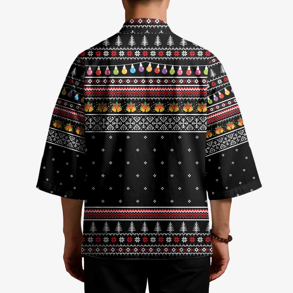 East Timor Christmas Kimono with Santa in Traditional Robe Gift Basket Ho Ho Ho Text and Black Festive - Wonder Print Shop