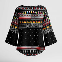 East Timor Christmas Kimono Sleeve Blouse with Santa in Traditional Robe Gift Basket Ho Ho Ho Text and Black Festive - Wonder Print Shop