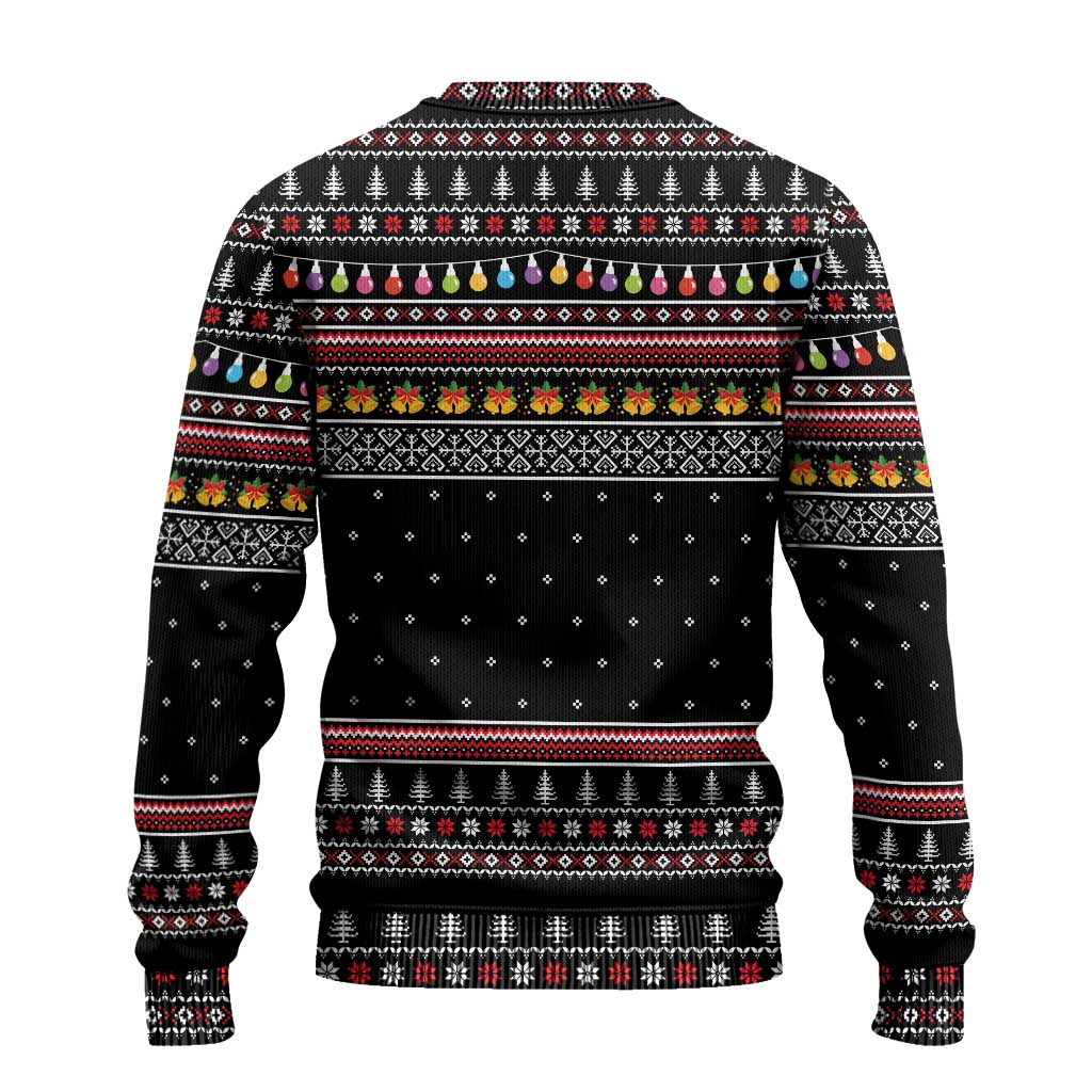 East Timor Christmas Ugly Christmas Sweater with Santa in Traditional Robe Gift Basket Ho Ho Ho Text and Black Festive - Wonder Print Shop