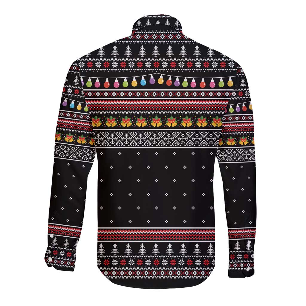 East Timor Christmas Long Sleeve Button Shirt with Santa in Traditional Robe Gift Basket Ho Ho Ho Text and Black Festive - Wonder Print Shop