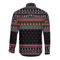 East Timor Christmas Long Sleeve Button Shirt with Santa in Traditional Robe Gift Basket Ho Ho Ho Text and Black Festive - Wonder Print Shop