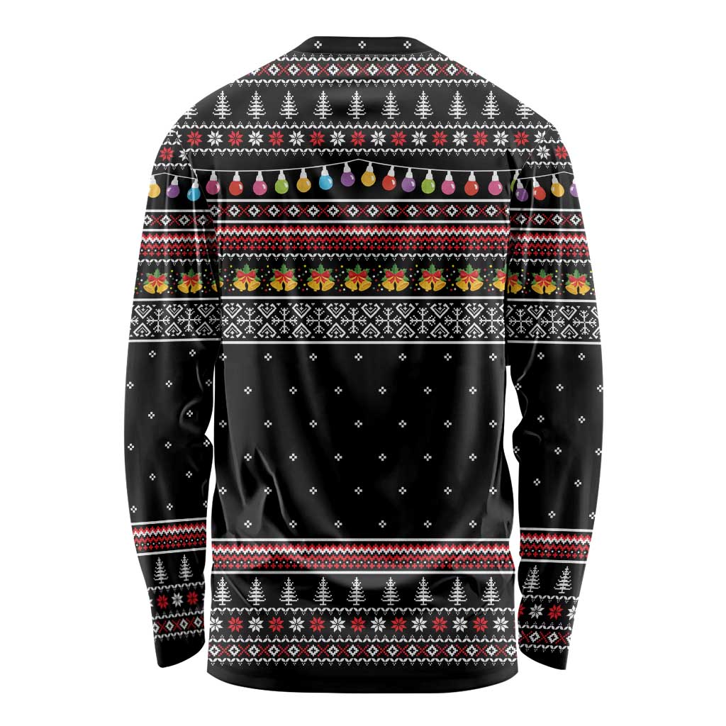 East Timor Christmas Long Sleeve Shirt with Santa in Traditional Robe Gift Basket Ho Ho Ho Text and Black Festive - Wonder Print Shop