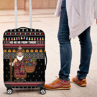 East Timor Christmas Luggage Cover with Santa in Traditional Robe Gift Basket Ho Ho Ho Text and Black Festive - Wonder Print Shop