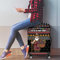 East Timor Christmas Luggage Cover with Santa in Traditional Robe Gift Basket Ho Ho Ho Text and Black Festive - Wonder Print Shop