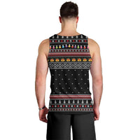 East Timor Christmas Men Tank Top with Santa in Traditional Robe Gift Basket Ho Ho Ho Text and Black Festive - Wonder Print Shop