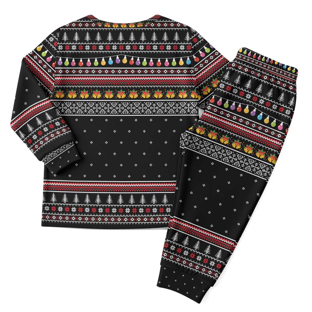 East Timor Christmas Pajama Set with Santa in Traditional Robe Gift Basket Ho Ho Ho Text and Black Festive - Wonder Print Shop