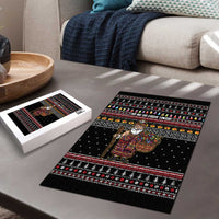 East Timor Christmas Puzzle with Santa in Traditional Robe Gift Basket Ho Ho Ho Text and Black Festive - Wonder Print Shop