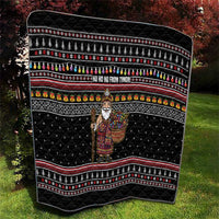 East Timor Christmas Quilt with Santa in Traditional Robe Gift Basket Ho Ho Ho Text and Black Festive - Wonder Print Shop