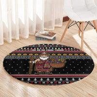 East Timor Christmas Round Carpet with Santa in Traditional Robe Gift Basket Ho Ho Ho Text and Black Festive - Wonder Print Shop