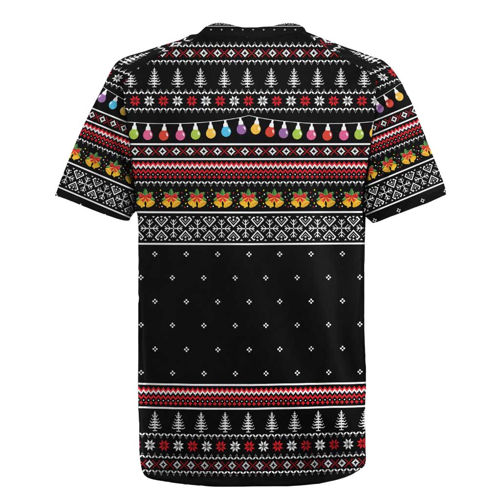 East Timor Christmas Rugby Jersey with Santa in Traditional Robe Gift Basket Ho Ho Ho Text and Black Festive - Wonder Print Shop