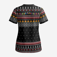 East Timor Christmas Scrub Top with Santa in Traditional Robe Gift Basket Ho Ho Ho Text and Black Festive - Wonder Print Shop