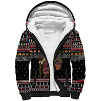 East Timor Christmas Sherpa Hoodie with Santa in Traditional Robe Gift Basket Ho Ho Ho Text and Black Festive - Wonder Print Shop