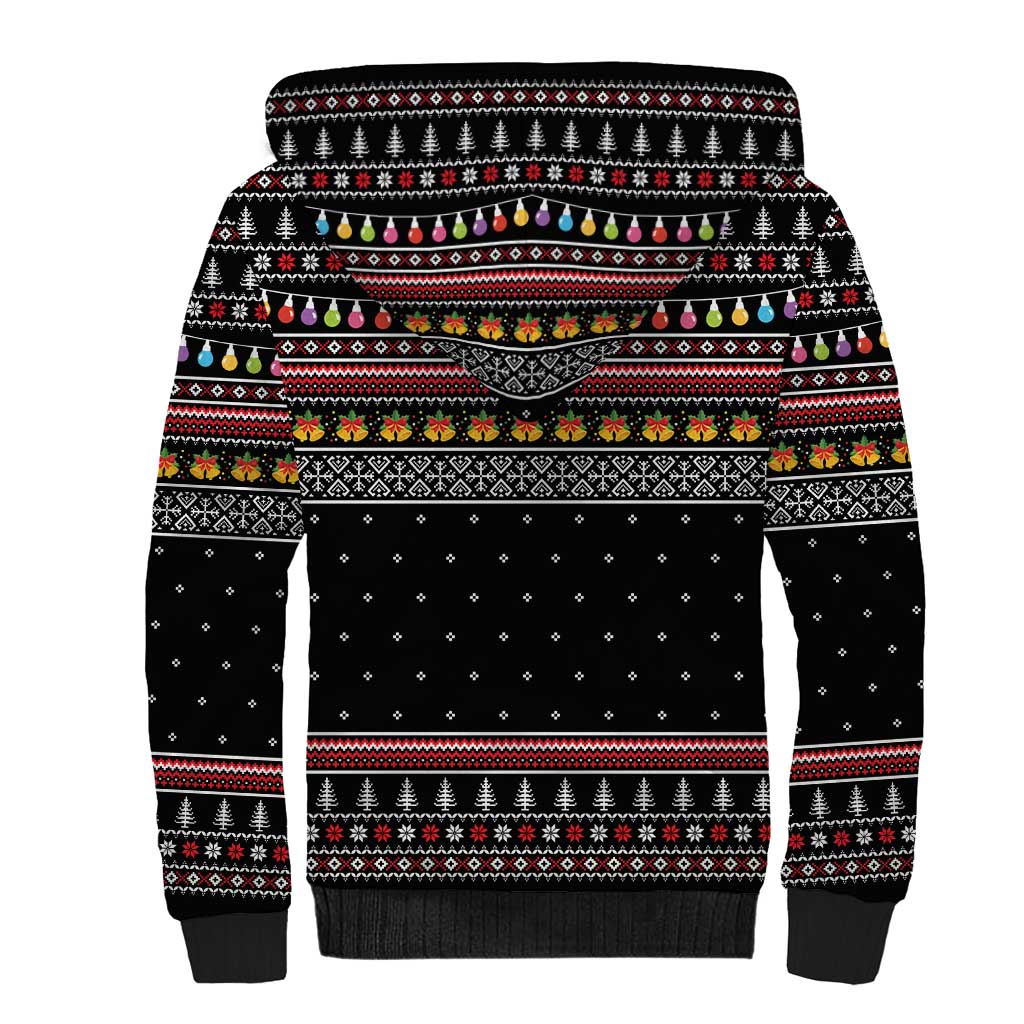 East Timor Christmas Sherpa Hoodie with Santa in Traditional Robe Gift Basket Ho Ho Ho Text and Black Festive - Wonder Print Shop