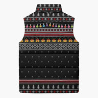 East Timor Christmas Sleeveless Puffer Jacket with Santa in Traditional Robe Gift Basket Ho Ho Ho Text and Black Festive - Wonder Print Shop