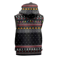 East Timor Christmas Sleeveless Zip Hoodie with Santa in Traditional Robe Gift Basket Ho Ho Ho Text and Black Festive - Wonder Print Shop