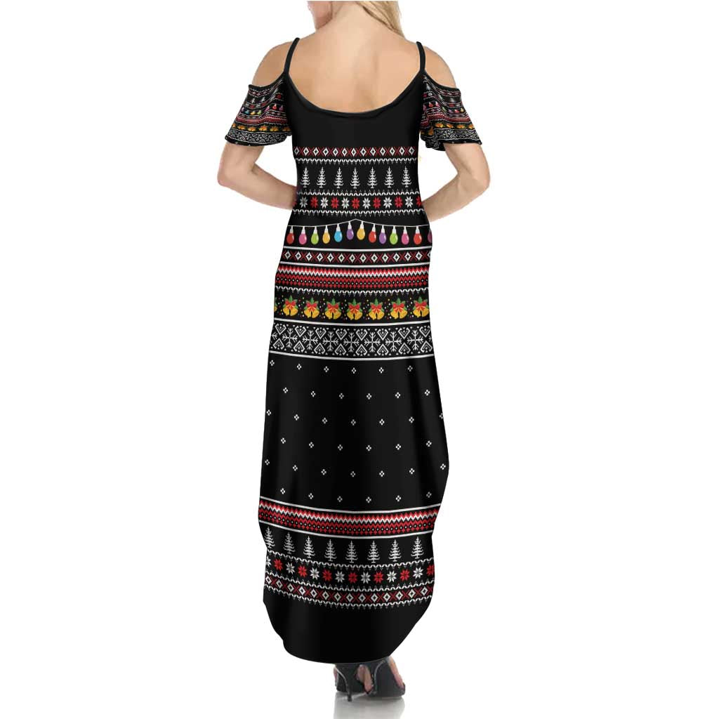 East Timor Christmas Summer Maxi Dress with Santa in Traditional Robe Gift Basket Ho Ho Ho Text and Black Festive - Wonder Print Shop