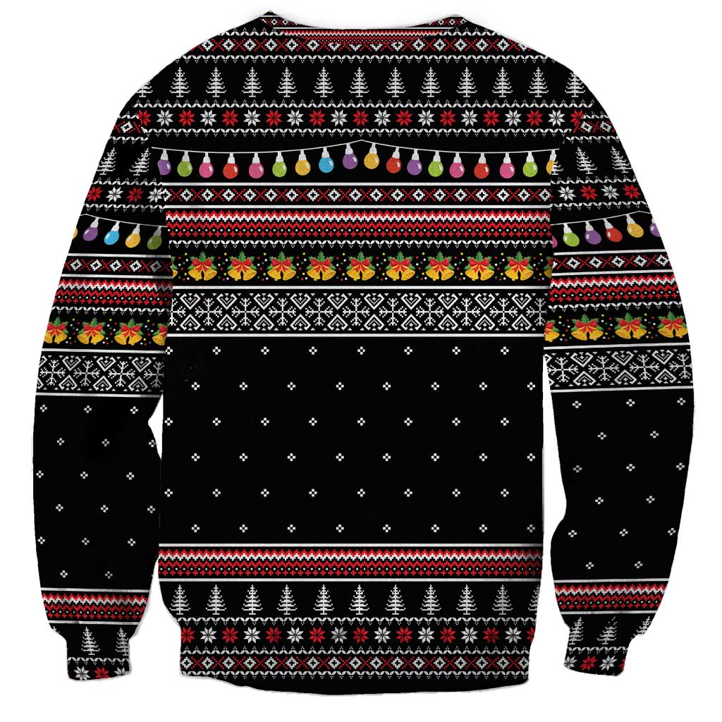 East Timor Christmas Sweatshirt with Santa in Traditional Robe Gift Basket Ho Ho Ho Text and Black Festive - Wonder Print Shop
