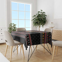 East Timor Christmas Tablecloth with Santa in Traditional Robe Gift Basket Ho Ho Ho Text and Black Festive - Wonder Print Shop