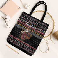 East Timor Christmas Tote Bag with Santa in Traditional Robe Gift Basket Ho Ho Ho Text and Black Festive - Wonder Print Shop