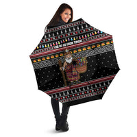 East Timor Christmas Umbrella with Santa in Traditional Robe Gift Basket Ho Ho Ho Text and Black Festive - Wonder Print Shop