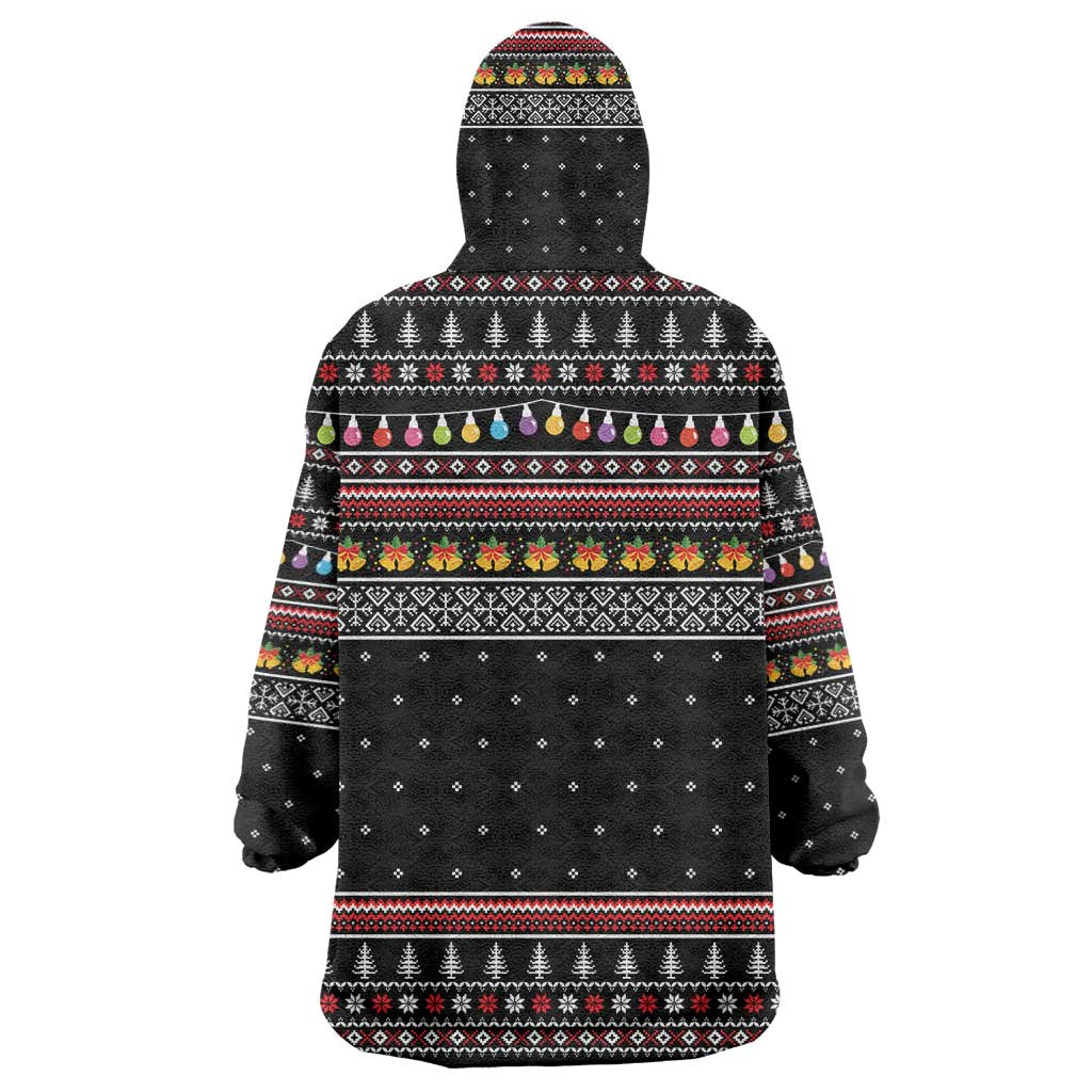 East Timor Christmas Wearable Blanket Hoodie with Santa in Traditional Robe Gift Basket Ho Ho Ho Text and Black Festive - Wonder Print Shop