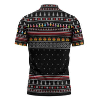 East Timor Christmas Zipper Polo Shirt with Santa in Traditional Robe Gift Basket Ho Ho Ho Text and Black Festive - Wonder Print Shop