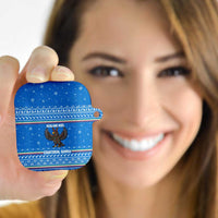 Equatorial Guinea Christmas AirPods Case with Nzalang Noel Eagle Flag Snowflakes and Blue Holiday - Wonder Print Shop