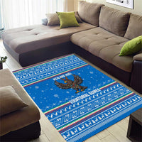 Equatorial Guinea Christmas Area Rug with Nzalang Noel Eagle Flag Snowflakes and Blue Holiday - Wonder Print Shop