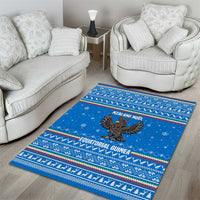 Equatorial Guinea Christmas Area Rug with Nzalang Noel Eagle Flag Snowflakes and Blue Holiday - Wonder Print Shop